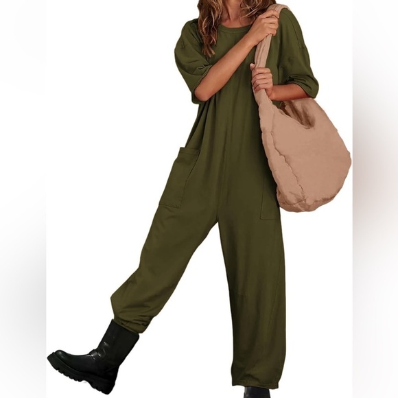 HOTSHOT TEE ONESIE Oversized Slouchy Fit Woman’s Jumpsuit in Green Medium NWT - Picture 9 of 12